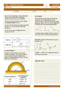5.Sınıf Açı Ölçme Çalışma Kağıdı