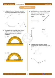 5.Sınıf Açı Ölçme Çalışma Kağıdı