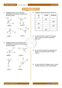 5.Sınıf Açı Ölçme Çalışma Kağıdı