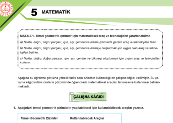 5.Sınıf MEB Temel Geometrik Çizimler ve Açı Ölçme Çalışma Kağıdı