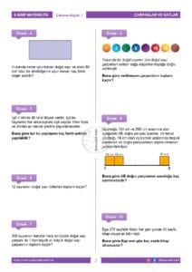 6.Sınıf Çarpanlar ve Katlar Çalışma Kağıdı