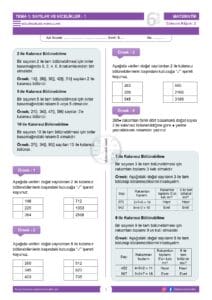 6.Sınıf Bölünebilme Kuralları Çalışma Kağıdı