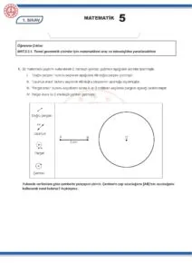 2024 – 2025 5.Sınıf Matematik 1.Dönem 1.Yazılı MEB Örnek Sınav Kitapçığı
