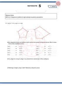 2024 – 2025 5.Sınıf Matematik 1.Dönem 1.Yazılı MEB Örnek Sınav Kitapçığı