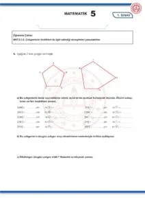 2024 – 2025 5.Sınıf Matematik 1.Dönem 1.Yazılı MEB Örnek Sınav Kitapçığı