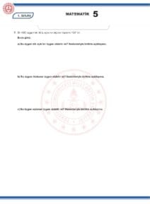 2024 – 2025 5.Sınıf Matematik 1.Dönem 1.Yazılı MEB Örnek Sınav Kitapçığı