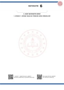 2024 – 2025 6.Sınıf Matematik 1.Dönem 1.Yazılı MEB Örnek Sınav Kitapçığı