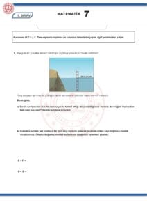 2024 – 2025 7.Sınıf Matematik 1.Dönem 1.Yazılı MEB Örnek Sınav Kitapçığı
