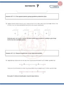 2024 – 2025 7.Sınıf Matematik 1.Dönem 1.Yazılı MEB Örnek Sınav Kitapçığı