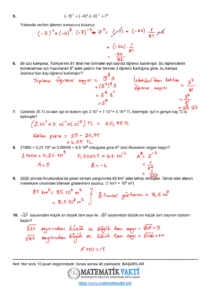 2025 – 2026 8.Sınıf Matematik 1.Dönem 1.Yazılı Soruları