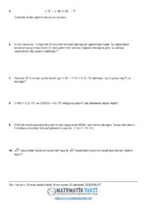 2025 – 2026 8.Sınıf Matematik 1.Dönem 1.Yazılı Soruları