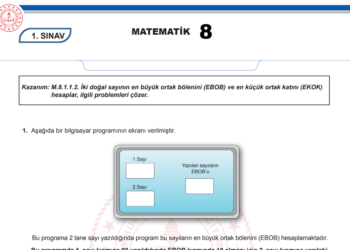 2024 – 2025 8.Sınıf Matematik 1.Dönem 1.Yazılı MEB Örnek Sınav Kitapçığı