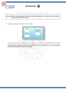 2024 – 2025 8.Sınıf Matematik 1.Dönem 1.Yazılı MEB Örnek Sınav Kitapçığı