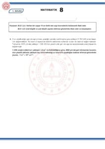 2024 – 2025 8.Sınıf Matematik 1.Dönem 1.Yazılı MEB Örnek Sınav Kitapçığı