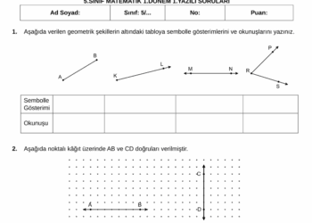 2025 – 2026 5.Sınıf Matematik 1.Dönem 1.Yazılı Soruları