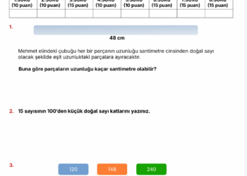2025 – 2026 6.Sınıf Matematik 1.Dönem 1.Yazılı Soruları