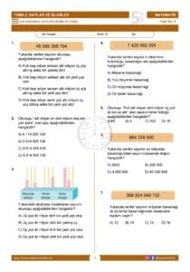 5.Sınıf Çok Basamaklı Sayıları Okuma ve Yazma Testi