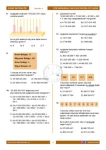5.Sınıf Çok Basamaklı Sayıları Okuma ve Yazma Testi