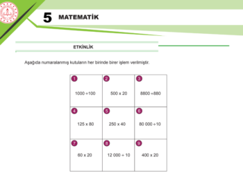 5.Sınıf MEB Doğal Sayılarla İşlemler ve Problemler Çalışma Kağıdı