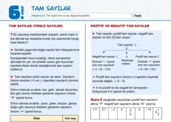 6.Sınıf Tam Sayılar Çalışma Kağıdı