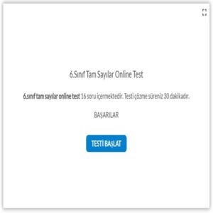 6.Sınıf Tam Sayılar Online Test