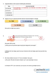 2025 – 2026 5.Sınıf Matematik 1.Dönem 2.Yazılı Soruları