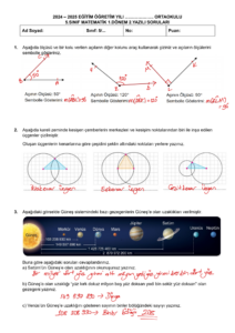2025 – 2026 5.Sınıf Matematik 1.Dönem 2.Yazılı Soruları