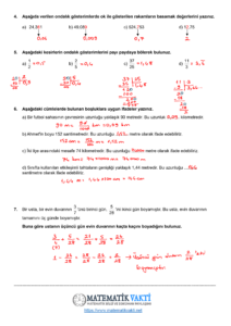 2025 – 2026 6.Sınıf Matematik 1.Dönem 2.Yazılı Soruları