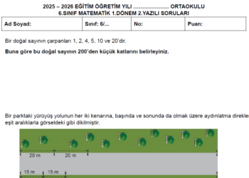 2025 – 2026 6.Sınıf Matematik 1.Dönem 2.Yazılı Soruları