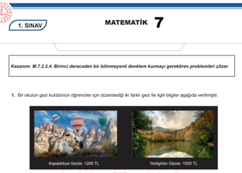 2024 – 2025 7.Sınıf Matematik MEB 2.Dönem 1.Yazılı Örneği