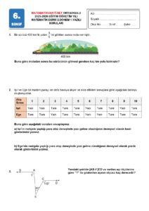 6.Sınıf Matematik 2. Dönem 1. Yazılı Soruları