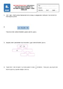 8.Sınıf Matematik 2.Dönem 1.Yazılı Soruları