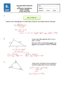 2024 - 2025 8.Sınıf Matematik 2.Dönem 2.Yazılı Soruları