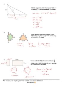 2024 - 2025 8.Sınıf Matematik 2.Dönem 2.Yazılı Soruları