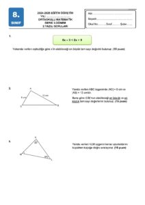 2024 - 2025 8.Sınıf Matematik 2.Dönem 2.Yazılı Soruları