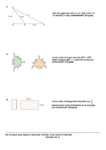 2024 - 2025 8.Sınıf Matematik 2.Dönem 2.Yazılı Soruları