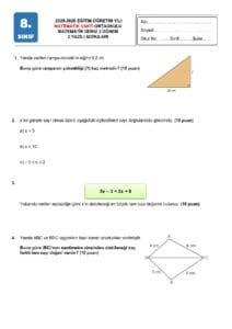 8.Sınıf Matematik 2.Dönem 2.Yazılı Soruları