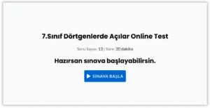 7.Sınıf Dörtgenlerde Açılar Online Test