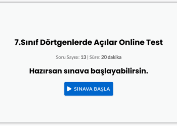 7.Sınıf Dörtgenlerde Açılar Online Test