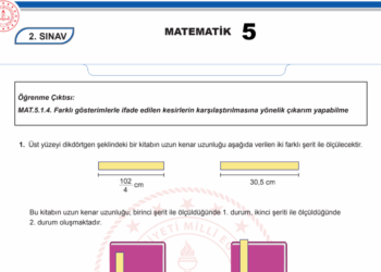 2024 – 2025 5.Sınıf Matematik 2.Dönem 2.Yazılı MEB Örnek Sınav Kitapçığı