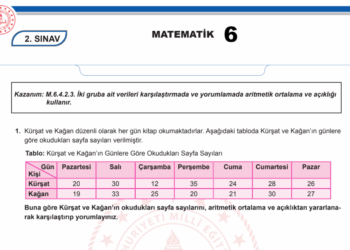 2024 – 2025 6.Sınıf Matematik 2.Dönem 2.Yazılı MEB Örnek Sınav Kitapçığı