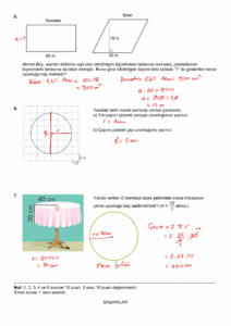 2024 - 2025 6.Sınıf Matematik 2.Dönem 2.Yazılı Soruları