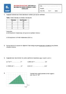 2024 - 2025 6.Sınıf Matematik 2.Dönem 2.Yazılı Soruları