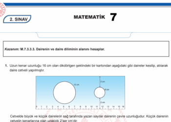 2024 – 2025 7.Sınıf Matematik 2.Dönem 2.Yazılı MEB Örnek Sınav Kitapçığı