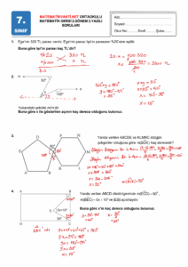 2024 - 2025 7.Sınıf Matematik 2.Dönem 2.Yazılı Soruları