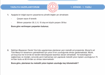 2025 – 2026 6.Sınıf Matematik 1.Dönem 1.Yazılı Soruları (MEBİ)