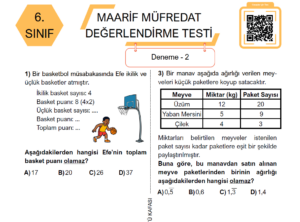 6.Sınıf Matematik Bursluluk 1.Dönem Tekrar Denemesi Odtü Kafası 7 6.Sınıf Matematik Bursluluk 1.Dönem Tekrar Denemesi Odtü Kafası