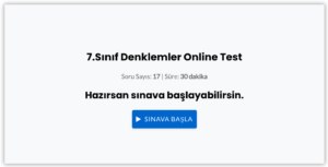 7.Sınıf Denklemler Online Test 2 7.Sınıf Denklemler Online Test