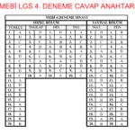 MEBİ LGS Deneme Sınavı 4 ve Cevap Anahtarı (2–8 Şubat 2026)
