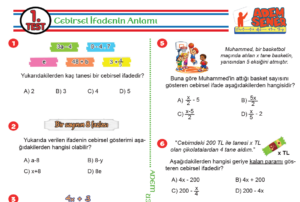 6.Sınıf Cebirsel İfadeler Testi Adem Şener 2 6.Sınıf Cebirsel İfadeler Testi Adem Şener